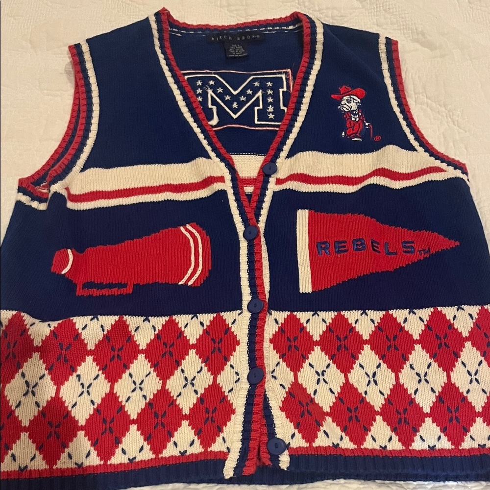Men's Ole Miss Blue and Red Sweater Vest